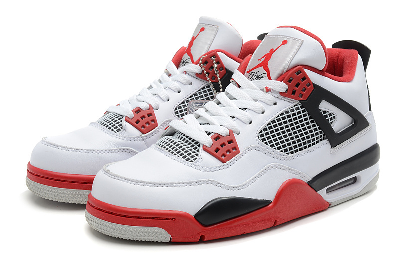 Air Jordan 4 Men Shoes White/Red/Black Online